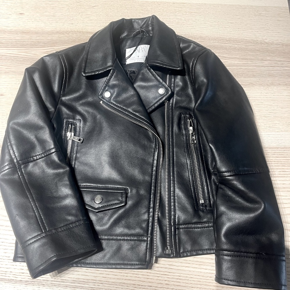 Zara Kids Black Leather Jacket